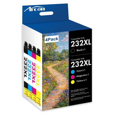 232 XL Ink Cartridges 4 Pack Compatible for Epson 232XL 232 Printer Ink T232 T232XL Combo Pack for Expression Home XP-4200 XP-4205 WF-2930 WF-2950 All-in-One (Black, Cyan, Magenta, Yellow)