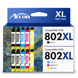 802 XL Ink Cartridges 10 Pack Compatible for 802XL 802 Printer Ink T802 T802XL Combo Pack for WorkForce Pro WF-4740 WF-4730 WF-4720 EC-4020 EC-4030 (4 Black, 2 Cyan, 2 Magenta, 2 Yellow)