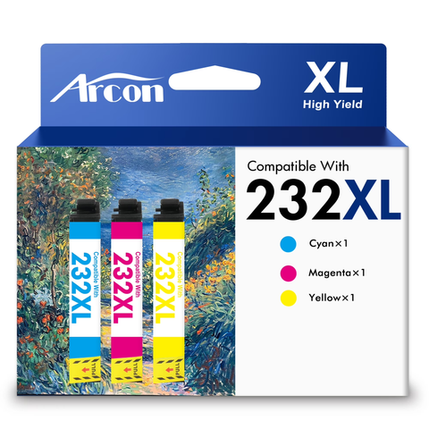 232XL Ink Cartridges 3 Pack Compatible for 232XL 232 Color Printer Ink T232 T232XL for Expression Home XP-4200 XP-4205 WF-2930 WF-2950 All-in-One (Cyan, Magenta, Yellow)