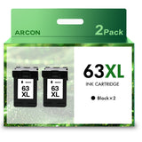 63XL Ink Cartridge Compatible for HP 63 Ink Cartridges Compatible for HP 63XL for Officejet 3830 4650 5255 5258 4655 5252 Envy 4520 4512 Printer( 2 Black )