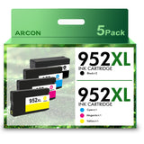 Arcon 5-Pack Compatible ink Compatible for HP 952 XL Ink Cartridges Use with HP Officejet Pro 8710 8720 7740 7720 8200 8700 8740 8725 8702 8216 8218 Printer
