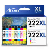 222 XL Ink Cartridges 8 Pack Compatible for 222XL 222 Printer Ink T222 T222XL Combo Pack for Expression Home XP-5200 WF-2960 All-in-One (2 Black, 2 Cyan, 2 Magenta, 2 Yellow)