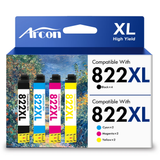 822 XL Ink Cartridges 4 Pack Compatible for Epson 822XL 822 Printer Ink T822 T822XL Combo Pack for WorkForce Pro WF-3820 WF-4820 WF-4830 WF-4833 WF-4834 WF-3823 (Black, Cyan, Magenta, Yellow)