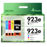923 923XL 923e Ink Cartridge WITH Chip Compatible for HP 923 923e OfficeJet Pro 8130 8135e 8138e 8139e 8120 8122e OfficeJet 8124e 8125e 8132e 8134e Printer Black Cyan Magenta Yellow (4-Pack)