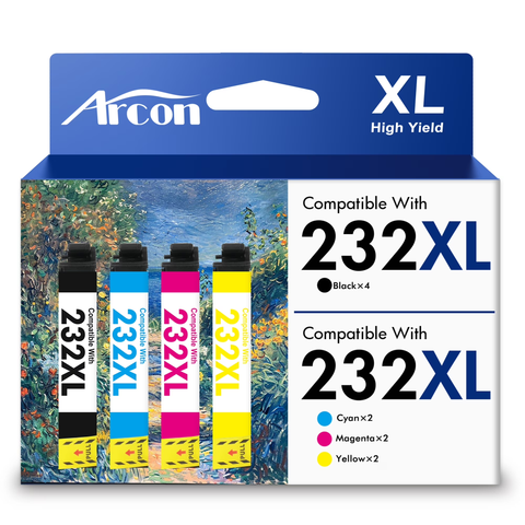 232XL Ink Cartridges 4 Pack Compatible for Epson 232XL 232 Printer Ink T232 T232XL Combo Pack for Expression Home XP-4200 XP-4205 WF-2930 WF-2950 All-in-One (Black, Cyan, Magenta, Yellow)