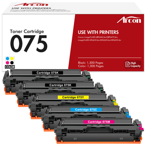 075 075H Toner Cartridge (5 pack) With Chip Compatible for Canon 075 075H Toner Cartridge Set for Canon imageCLASS LBP646Cdw LBP647Cdw imageCLASS MF663Cdw MF665Cdw(Black Cyan Magenta Yellow)
