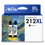 212 XL Ink Cartridges 2 Pack Compatible for 212XL 212 Black Printer Ink T212 T212XL for WF-2810 WF-2830 WF-2850 XP-2100 XP-3100 XP-3105 XP-4100 XP-4105 (2 x Black)