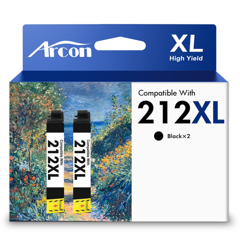 212 XL Ink Cartridges 2 Pack Compatible for 212XL 212 Black Printer Ink T212 T212XL for WF-2810 WF-2830 WF-2850 XP-2100 XP-3100 XP-3105 XP-4100 XP-4105 (2 x Black)