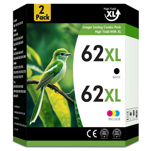 62XL Ink Cartridges Compatible for HP 62 Ink 62 XL Combo Pack for Envy 5660 7645 7640 5740 OfficeJet 250 (Black, Tri-color)