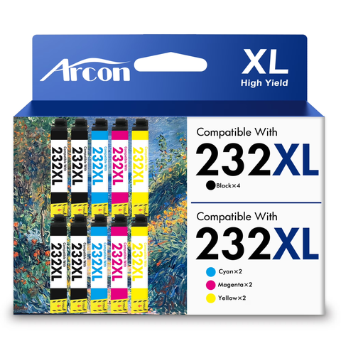 232 XL Ink Cartridges 10 Pack Compatible for Epson 232XL 232 Printer Ink T232 T232XL Combo Pack for Expression Home XP-4200 XP-4205 WF-2930 WF-2950 All-in-One (4 Black, 2 Cyan, 2 Magenta, 2 Yellow)