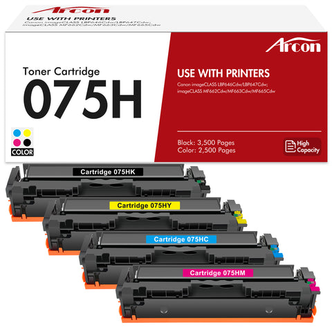075H 075 High Page Yield Toner Cartridge Compatible for Canon 075H 075 Toner Cartridge Set for Canon imageCLASS LBP646Cdw LBP647Cdw imageCLASS MF663Cdw MF665Cdw(Black Cyan Magenta Yellow with chip)