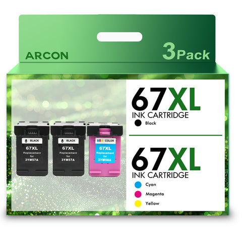 67XL Ink Cartridges Compatible for HP Ink 67 for HP DeskJet 2700 2700e 2755e 2752e Envy 6055e 6055 6000 Printer (3 Pack)
