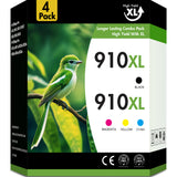 910XL Ink Cartridges Compatible for HP 910 910XL Combo Pack for OfficeJet Pro 8020 8025 8028 8035 8010 8022 8015 8018 Printer (4 Pack- Black- Cyan- Magenta- Yellow)