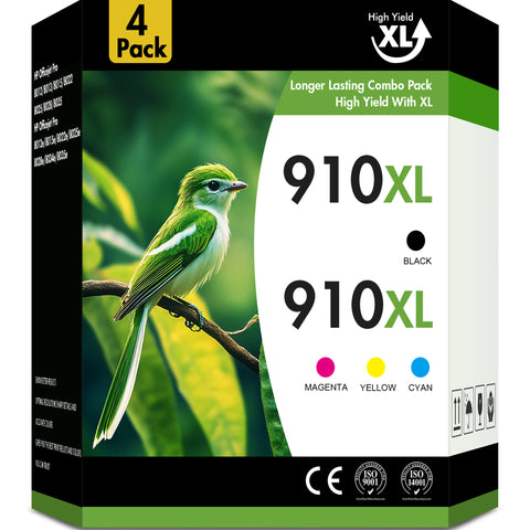 910XL Ink Cartridges Compatible for HP 910 910XL Combo Pack for OfficeJet Pro 8020 8025 8028 8035 8010 8022 8015 8018 Printer (4 Pack- Black- Cyan- Magenta- Yellow)