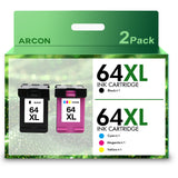 Arcon 64XL Ink Cartridge Compatible for HP 64XL Envy Photo 7855 7155 6255 6230 6252 6258 7120 6220 7130 7132 7158 7164 7820 7830 7858 7864 7800 Printer (1*Black 1*Tri-Color)