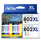 802 XL Ink Cartridges 8 Pack Compatible for Epson 802XL 802 Printer Ink T802 T802XL Combo Pack for WorkForce Pro WF-4740 WF-4730 WF-4720 EC-4020 EC-4030 (2 Black, 2 Cyan, 2 Magenta, 2 Yellow)
