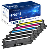 TN-635 TN635 High Yield Toner Cartridge Compatible for Brother TN 635 TN635 for Brother HL-L8430CDW MFC-L8730CDW HL-L8430CDWT HL-L8570CDW MFC-L8930CDW(Black, Cyan, Magenta, Yellow 5pack)
