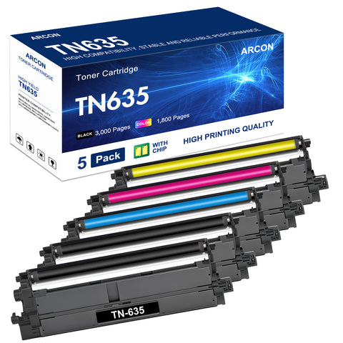 TN-635 TN635 High Yield Toner Cartridge Compatible for Brother TN 635 TN635 for Brother HL-L8430CDW MFC-L8730CDW HL-L8430CDWT HL-L8570CDW MFC-L8930CDW(Black, Cyan, Magenta, Yellow 5pack)