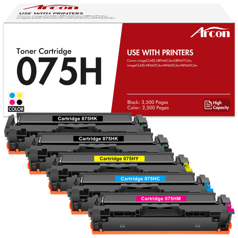 075H 075 Toner Cartridge (5 pack) With Chip Compatible for Canon 075H 075 Toner Cartridge Set for Canon imageCLASS LBP646Cdw LBP647Cdw imageCLASS MF663Cdw MF665Cdw(Black Cyan Magenta Yellow)