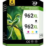 962XL 962 Ink Cartridges Compatible for HP 962 962XL Combo Pack for OfficeJet Pro 9015 9020 9018 9025 9010 9018 9019 Printer (4 Pack- Black- Cyan- Magenta- Yellow)