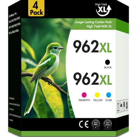 962XL 962 Ink Cartridges Compatible for HP 962 962XL Combo Pack for OfficeJet Pro 9015 9020 9018 9025 9010 9018 9019 Printer (4 Pack- Black- Cyan- Magenta- Yellow)
