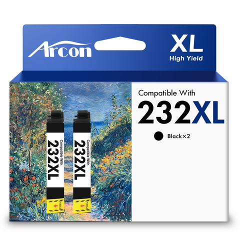 232XL Ink Cartridges 2 Pack Compatible for Epson 232XL 232 Black Printer Ink T232 T232XL for Expression Home XP-4200 XP-4205 WF-2930 WF-2950 All-in-One (2 x Black)