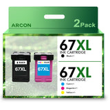 Arcon 67XL Ink Cartridge Compatible for HP 67 67XL Black and Tri-Color for DeskJet 2775 2776 2777 2778 2779 6078 6478 Printer Ink
