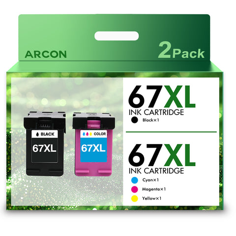 Arcon 67XL Ink Cartridge Compatible for HP 67 67XL Black and Tri-Color for DeskJet 2775 2776 2777 2778 2779 6078 6478 Printer Ink