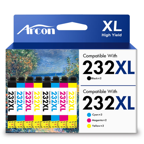 232XL Ink Cartridges 8 Pack Compatible for Epson 232XL 232 Printer Ink T232 T232XL Combo Pack for Expression Home XP-4200 XP-4205 WF-2930 WF-2950 All-in-One (2 Black, 2 Cyan, 2 Magenta, 2 Yellow)