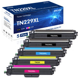 5-Pack TN229XL Toner Cartridge High Yield Compatible for Brother TN-229XL TN229 for MFC-L3780CDW MFC-L3720CDW HL-L3280CDW HL-L3220CDW HL-L3300CDW Printers (TN-229XLBK/C/M/Y)