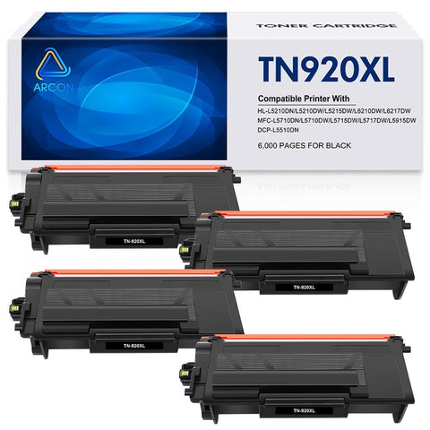 Arcon TN920XL TN920 Toner Cartridge HL-L6210DW: Compatible for Brother TN-920XL TN-920 High Yield to Use with HL-L6210DW HL-L5210DW HL-L6210DWT HL-L5210DN HL-L5210DWT (4 Black, with Chip)