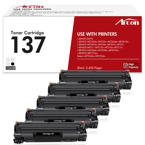 Arcon 137 Toner cartridge for Canon imageCLASS MF230 MF242dw MF244dw MF232dw MF236n MF247dw MF229dw D570 Satera MF224dw Printer(Black-5-Pack)