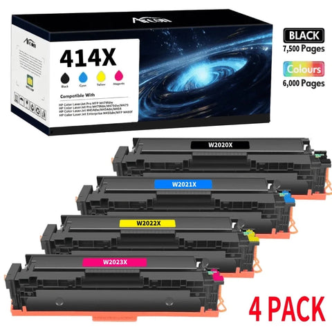 414X Toner Cartridges 4 Pack with Chip Compatible for HP 414X 414A W2020X W2021X W2022X W2023X Color LaserJet Pro MFP M479fdw MFP M479fdn M454dn M454dw M455dn (Black, Cyan, Magenta, Yellow)