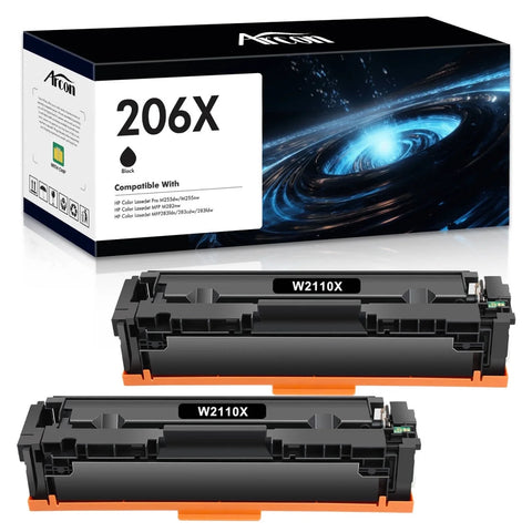206X Toner Cartridge Black 2 Pack Compatible for HP 206A 206X Work for HP Color Laserj Pro MFP M283fdw M283cdw Color Laserj Pro M255dw Color Laserj Pro MFP M283 M255 Series