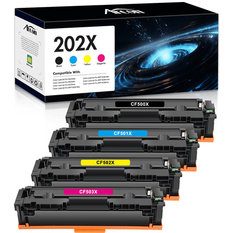 202X Toner Cartridges Compatible for HP 202X 202A CF500X CF500A HP Color LaserJet Pro MFP M281fdw M254dw M281cdw M281fdn M281 M254 CF501A CF502A CF503A Printer Ink (Black Cyan Yellow Magenta)