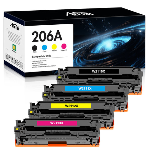 206A Toner Cartridges 4 Pack (with Chip) Compatible for HP 206A 206X for HP Color Laserjet Pro MFP M283fdw M283cdw Pro M255dw M283 M255 Printer High Yield (Black Cyan Yellow Magenta)