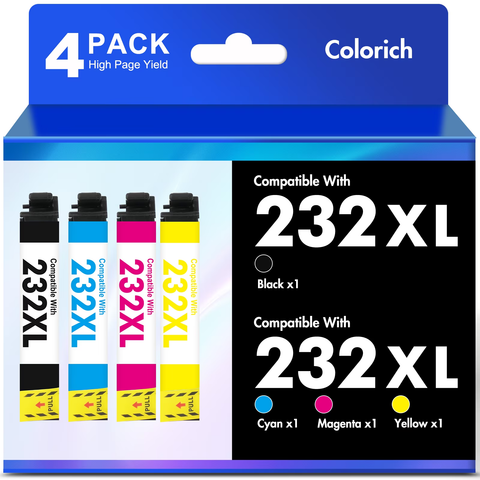 232XL Ink Cartridges Compatible for Epson 232 Ink Expression XP-4200 WF-2930 Workforce WF-2950 XP-4205 232 Ink Cartridges for Epson Printers (BK/C/M/Y, 4-Pack)