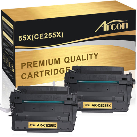Arcon Compatible Toner Cartridge Replacement for HP 55X CE255X P3015dn P3010 P3015x P3015 P3015d P3015n MFP M521dn M521dw M525dn Printer (Black,2-Pack)