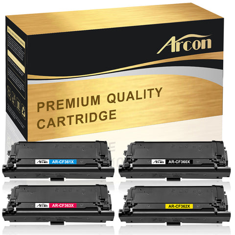 Arcon 4 Packs High Yield Compatible for HP 508X 508A CF360A CF360X CF361X CF362X CF363X Toner Cartridge for HP Color Laserjet Enterprise M553DN Toner HP Color Laserjet M553X M553N M553 M577 M552DN Ink