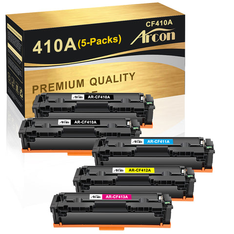 Arcon Compatible Toner Cartridge Replacement for HP 410A CF410A 410X HP Color Laserjet Pro MFP M477fnw M477fdw M477fdn M452dn M452dw M452nw (5-Pack)