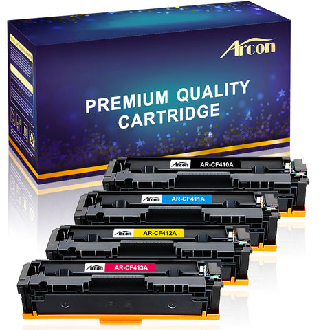 Arcon 4 Packs Compatible for HP 410A CF410A 410X CF410X Cartridge HP Color Laserjet Pro MFP M477fdw M477fnw M477fdn M477, M452dw M452nw M452dn M452 M377dw Printer Ink (Black Cyan Yellow Magenta)