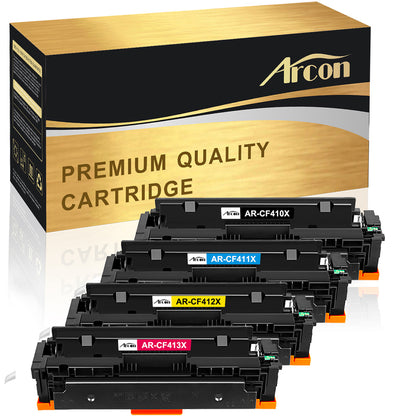 Arcon 4 Packs Compatible HP 410A CF410A CF411A CF412A CF413A Toner Cartridge for HP Color LaserJet Pro MFP M477fdn M477fdw M477fnw,Pro M452dn M452nw M452dw M377dw Printers, KCMY-4 Pack