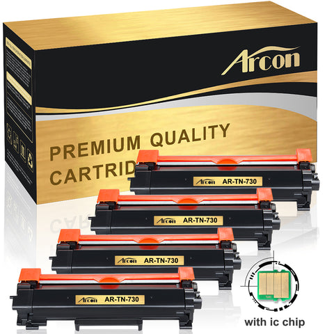 [with CHIP] Arcon 4PK Compatible for Brother TN-730 TN730 TN760 HL-L2395DW HL-L2350DW Toner Cartridge Brother DCP-L2550DW MFC-L2710DW HL-L2390DW MFC-L2750DW HL-L2370DWXL HL-L2370DW MFC-L2750DWXL Ink