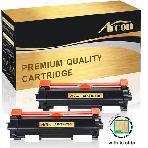 [WITH CHIP] Arcon 2PK Compatible for Brother TN-760 TN760 TN730 HL-L2395DW HL-L2350DW Toner Cartridge Brother DCP-L2550DW MFC-L2710DW HL-L2390DW MFC-L2750DW HL-L2370DWXL HL-L2370DW MFC-L2750DWXL Ink