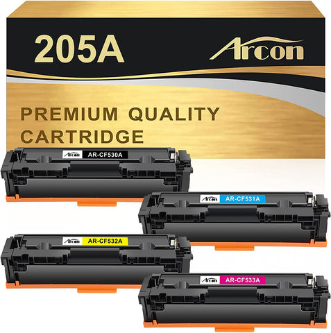 Arcon Compatible Toner Cartridge Replacement for 205A CF530A CF531A CF532A CF533A Color LaserJet Pro MFP M181fw M180n M180nw M154nw M154a M181 M180 M154 (Black Cyan Yellow Magenta, 4-Pack)